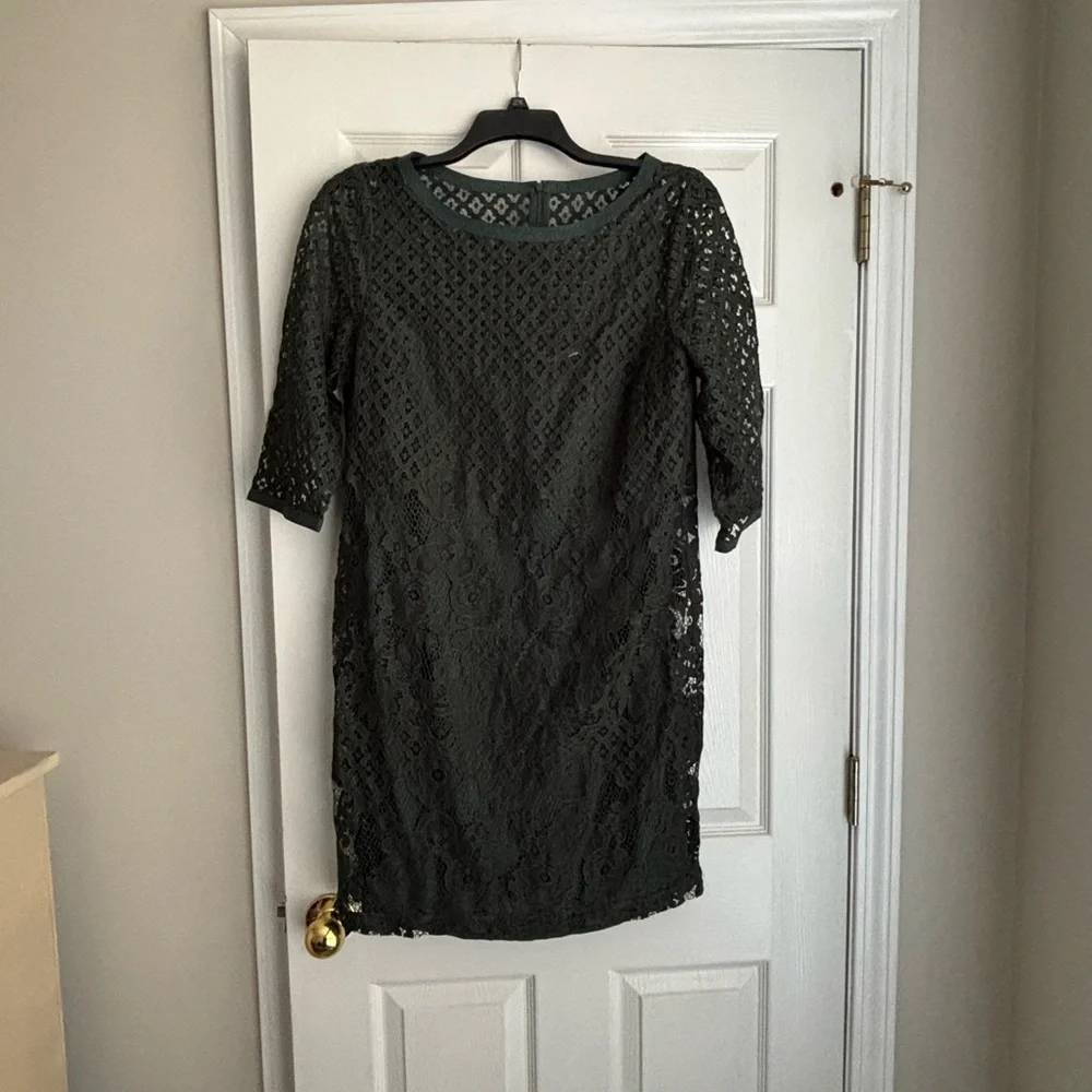 LOFT Dark Lace Long Sleeve Dress - Picture 1 of 3
